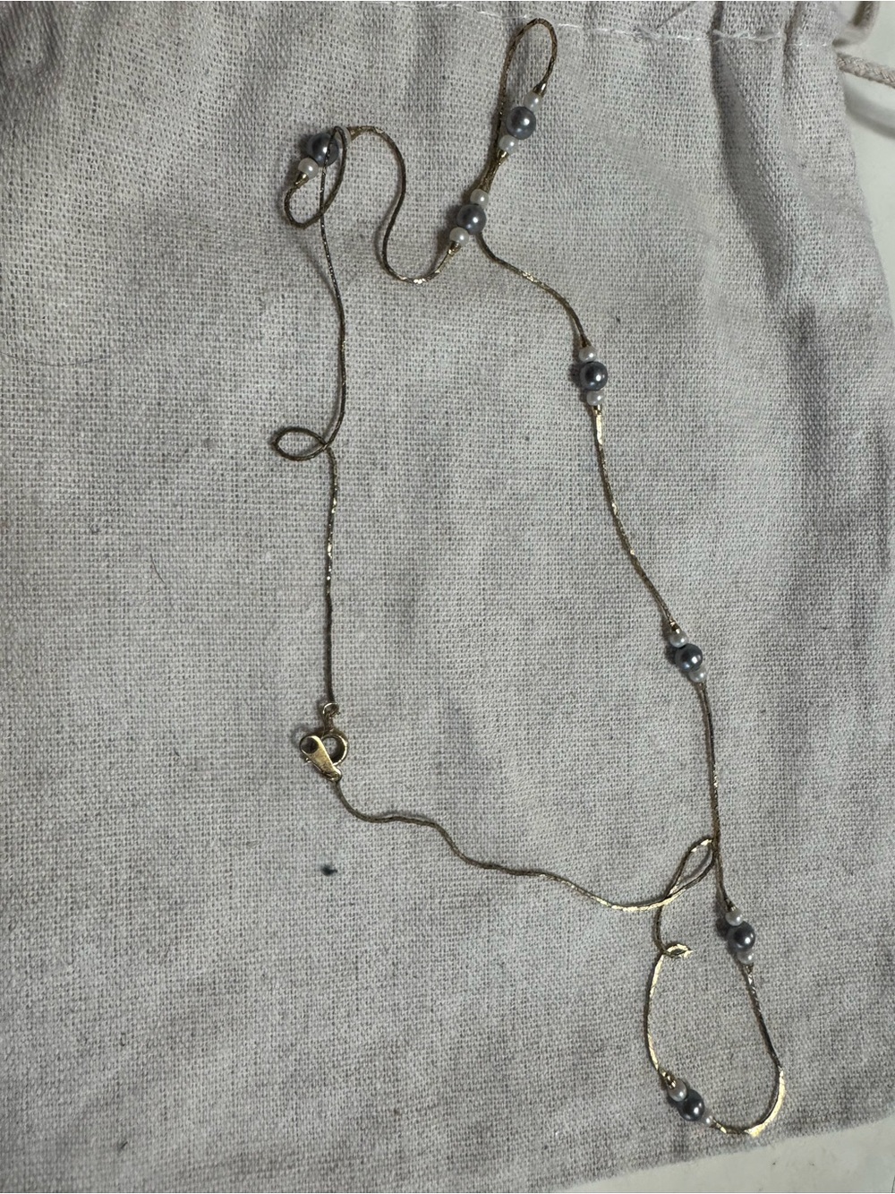 Avon Delicate Gold Necklace with Gray Pearl Accents
